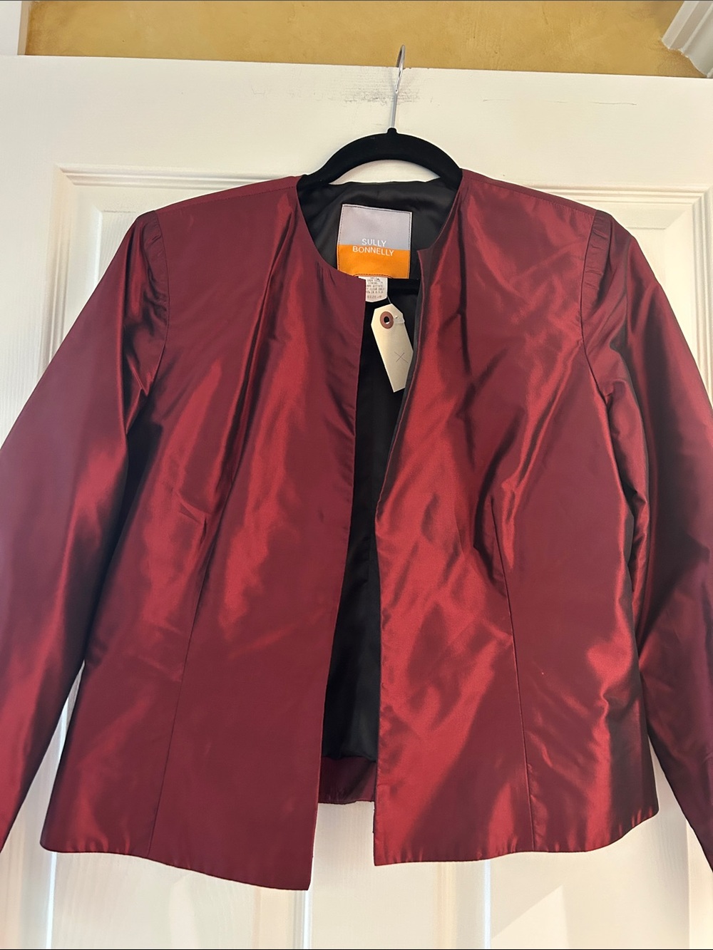 Sully Bonnelley Women's Burgundy Open-Front Blazer